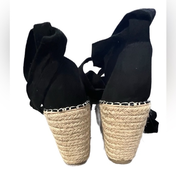 JustFab Isla Tie Up Espadrille Wedge, Size 8.5, Black - Picture 4 of 7